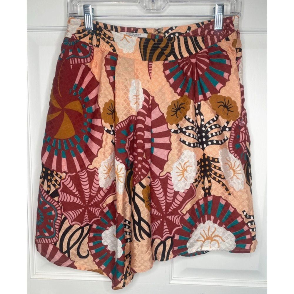 Scotch & Soda Women's Sun Ray Jacquard Mini Skirt Sz S Asymmetrical Hem Vacation